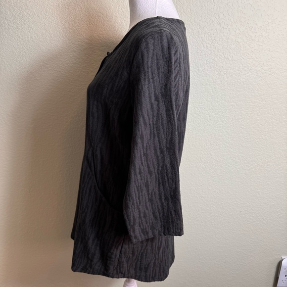 Soft Surroundings Ellis Top Women's Tunic Button Front Grey/Black S‎ Pockets - Picture 8 of 11
